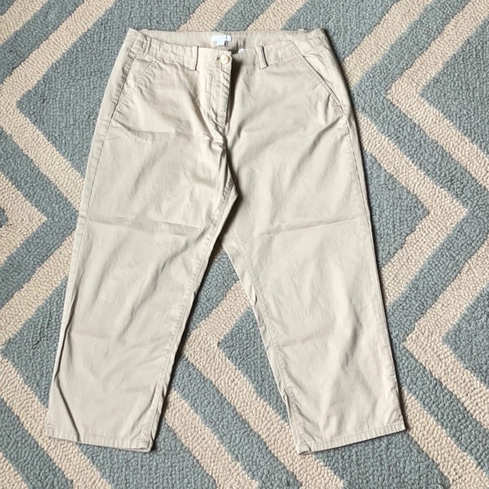 J. Jill Tan Cropped Ankle Pants Cotton Blend